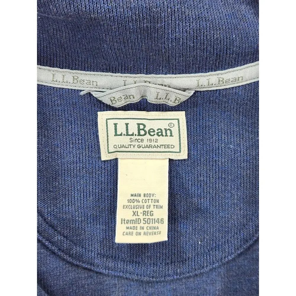 L.L. Bean Snap-T Knit Pullover Blue Gray Trim Men's XL